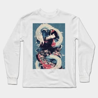 Geisha dragon in water 7202 Long Sleeve T-Shirt